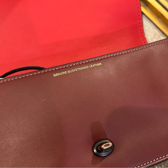 Coach Dinky Glovetanned Leather Crossbody Bag Burgundy Red - Picture 8 of 14